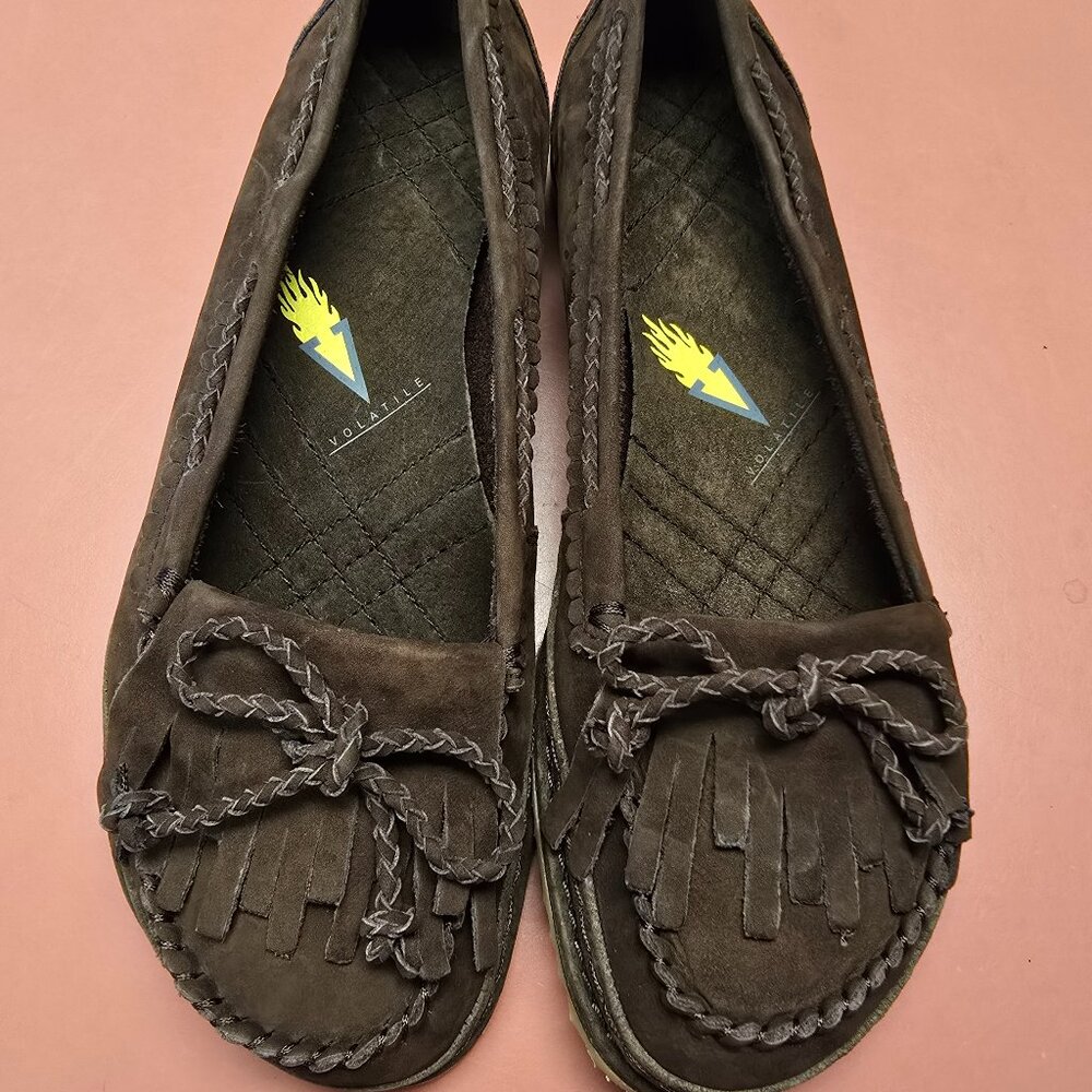 New Womens Dark Brown Leather Moccassins
